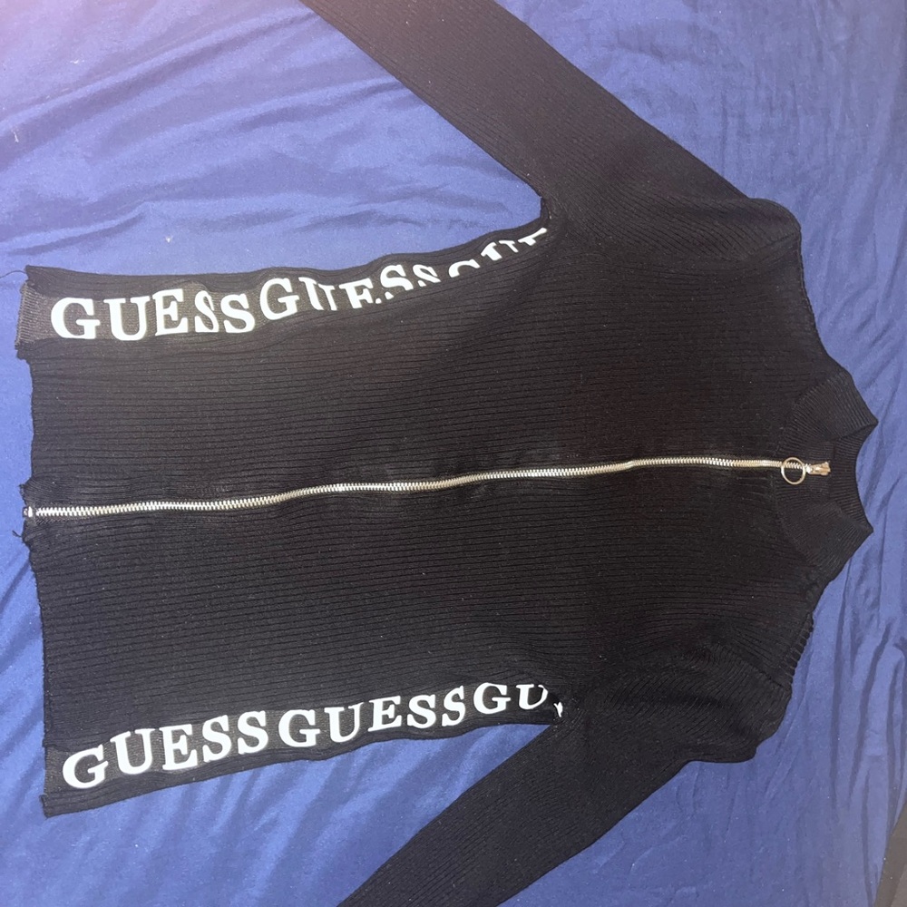 GUESS Black Zip-Up Sweater